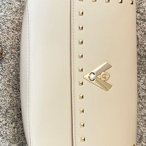 Valentino Orlandi Cream Crossbody Bag with Gold Accents